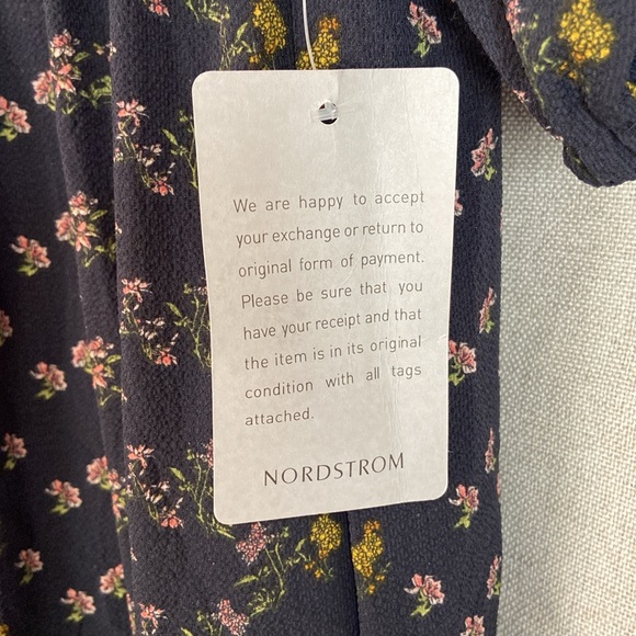 MAX STUDIO DARK BLUE,PUFF SLEEVE SMOCKED
EMPIRE WAIST DRESS. Size M - Picture 13 of 15